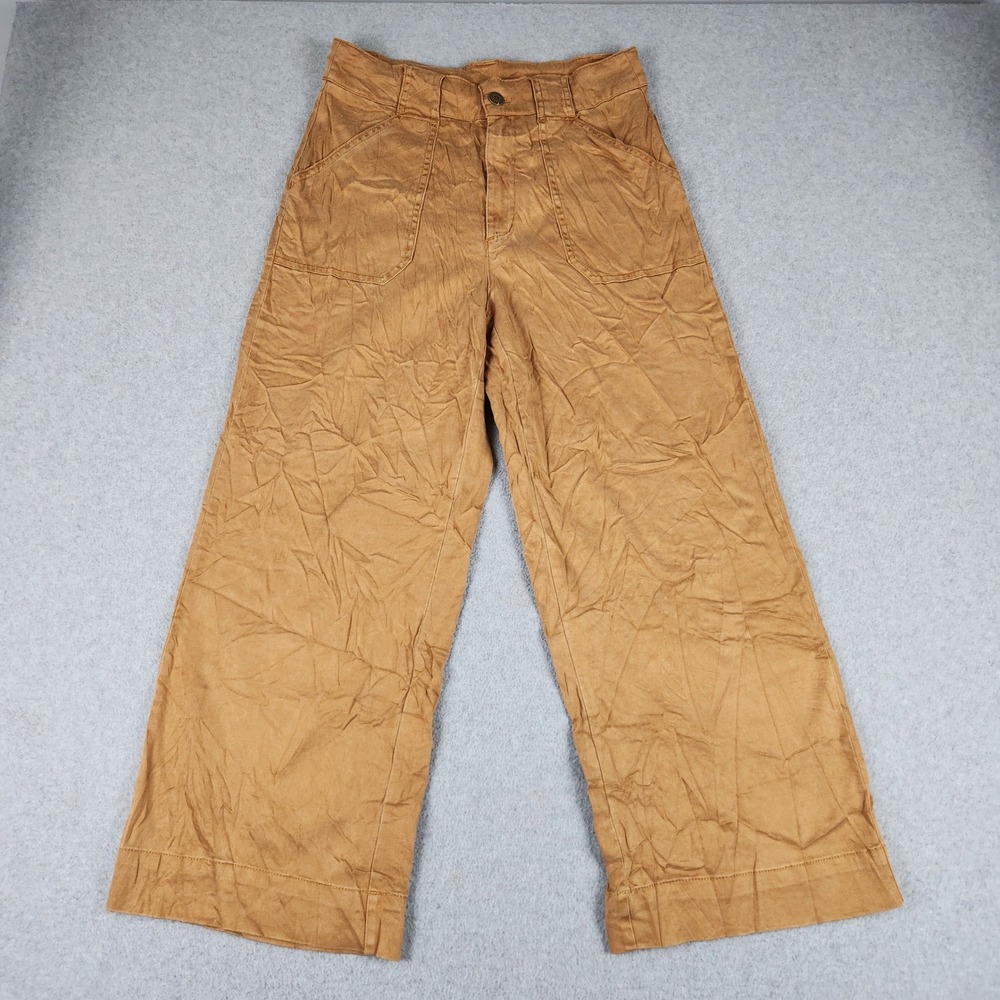 Joie Pants Womens 6 Brown Stretch Slash Pocket High Waisted Regular Fit Wide Leg